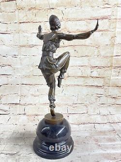 Vintage Grand Art Deco Dancer Bronze Sculpture Signed Figure Font Figurine