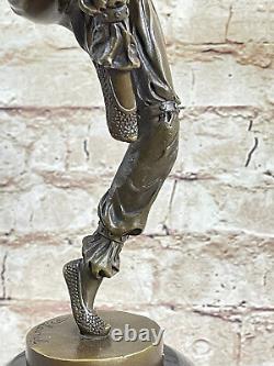 Vintage Grand Art Deco Dancer Bronze Sculpture Signed Figure Font Figurine