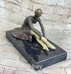 Vintage Grand Art Deco Dancer Dimitri Dancer Signed Bronze Sculpture Figurine