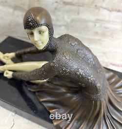 Vintage Grand Art Deco Dancer Dimitri Dancer Signed Bronze Sculpture Figurine