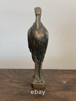 Vintage Heron Art Deco Bronze Desk Stamp, signed Frécourt, 10 cm, 1930