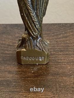 Vintage Heron Art Deco Bronze Desk Stamp, signed Frécourt, 10 cm, 1930