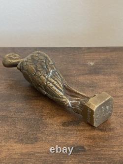 Vintage Heron Art Deco Bronze Desk Stamp, signed Frécourt, 10 cm, 1930
