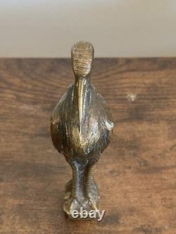 Vintage Heron Art Deco Bronze Desk Stamp, signed Frécourt, 10 cm, 1930
