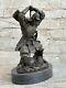 Vintage Rare Signed Kamiko Solid Samurai Art Deco Bronze Figurine Marble Base