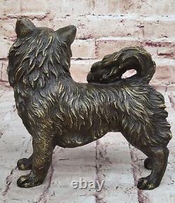 Vintage Russian Pomeranian Bronze Statue Art Deco Sculpture Cast Figurine