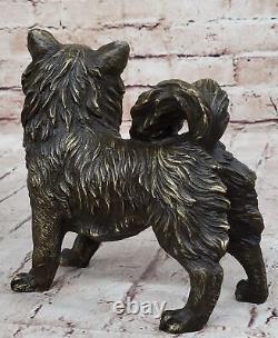 Vintage Russian Pomeranian Bronze Statue Art Deco Sculpture Cast Figurine