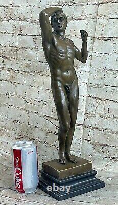 Vintage Signature Classic Bronze Sculpture Erotic Statue Art Deco Nu Male Gay