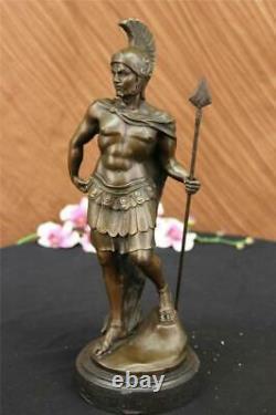 Vintage Signed Knight Warrior Bronze Statue Dalou Deco Sculpture Figure Art