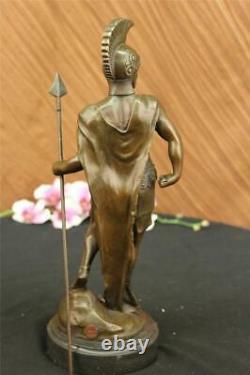 Vintage Signed Knight Warrior Bronze Statue Dalou Deco Sculpture Figure Art