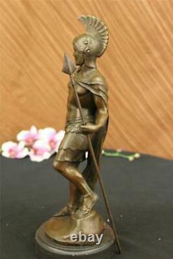 Vintage Signed Knight Warrior Bronze Statue Dalou Deco Sculpture Figure Art