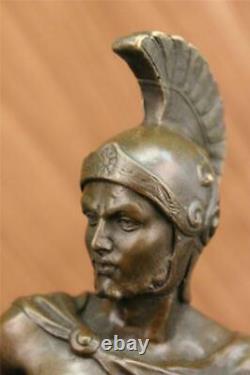 Vintage Signed Knight Warrior Bronze Statue Dalou Deco Sculpture Figure Art