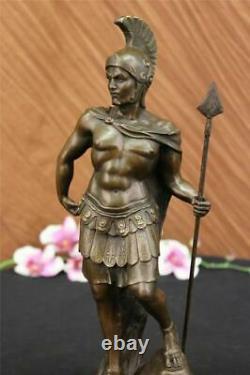 Vintage Signed Knight Warrior Bronze Statue Dalou Deco Sculpture Figure Art