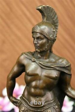 Vintage Signed Knight Warrior Bronze Statue Dalou Deco Sculpture Figure Art