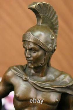 Vintage Signed Knight Warrior Bronze Statue Dalou Deco Sculpture Figure Art