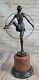 Vintage Style French Hot Painted Bronze Art Deco Dancer Figurine Sculpture