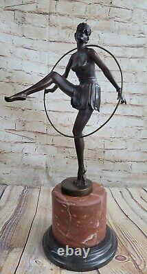 Vintage Style French Hot Painted Bronze Art Deco Dancer Figurine Sculpture