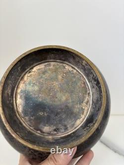 WMF Ikora Vase, Mottled Bronze Patina, German Art Deco, Signed Metalware, 1930s