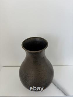 WMF Ikora Vase, Mottled Bronze Patina, German Art Deco, Signed Metalware, 1930s