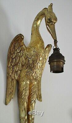 Wall Mural Art Deco Bronze Bird Heron Golden Era 1930 Albert Cheuret