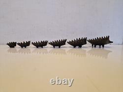 Walter Bosse Set of 6 nested hedgehog bronze ashtrays complete 60's