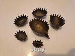 Walter Bosse Set of 6 nested hedgehog bronze ashtrays complete 60's