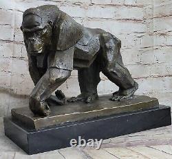 Western Art Deco Copper Bronze Marble Gorilla Orang-outan Fin Statue Sculpture