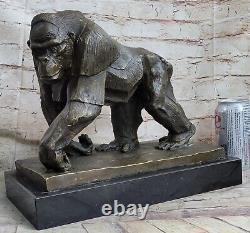 Western Art Deco Copper Bronze Marble Gorilla Orang-outan Fin Statue Sculpture