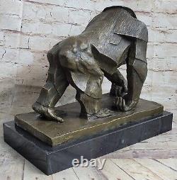 Western Art Deco Copper Bronze Marble Gorilla Orang-outan Fin Statue Sculpture