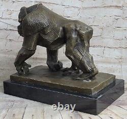 Western Art Deco Copper Bronze Marble Gorilla Orang-outan Fin Statue Sculpture