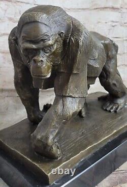 Western Art Deco Copper Bronze Marble Gorilla Orang-outan Fin Statue Sculpture