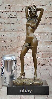 Western Classic Nude Girl Art Deco Bronze Marble Female Figure Statue