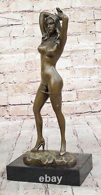 Western Classic Nude Girl Art Deco Bronze Marble Female Figure Statue