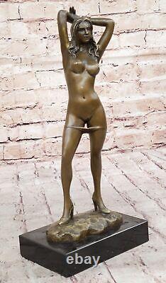 Western Classic Nude Girl Art Deco Bronze Marble Female Figure Statue