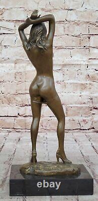 Western Classic Nude Girl Art Deco Bronze Marble Female Figure Statue