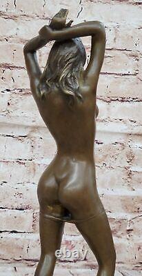 Western Classic Nude Girl Art Deco Bronze Marble Female Figure Statue