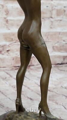 Western Classic Nude Girl Art Deco Bronze Marble Female Figure Statue