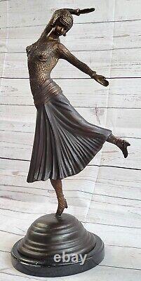 Woman Dancer Bronze Statue By Chiparus Sculpture Grand Figurine Art Deco Sale