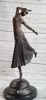 Woman Dancer Bronze Statue By Chiparus Sculpture Grand Figurine Art Deco Sale