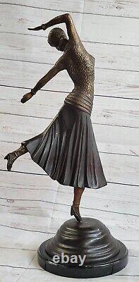 Woman Dancer Bronze Statue By Chiparus Sculpture Grand Figurine Art Deco Sale