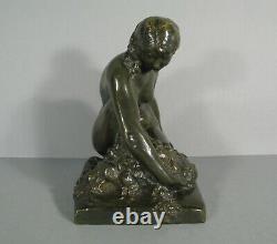 Woman Naked Old Bronze Sculpture Art Deco Lost Wax Signed Marcel Bouraine