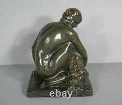 Woman Naked Old Bronze Sculpture Art Deco Lost Wax Signed Marcel Bouraine