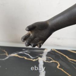 Woman sculpture of the god Pan, spelter and marble, signed DLG Joseph d’Ast, Art Deco, no bronze