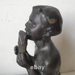 Woman sculpture of the god Pan, spelter and marble, signed DLG Joseph d’Ast, Art Deco, no bronze