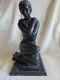 Woman Statue With Crossed Arms Art Deco Style Solid Bronze