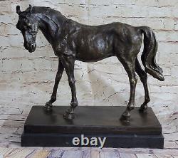XL P. J Mene Racing Horse Bronze Sculpture Art Deco Marble Figure