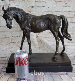 XL P. J Mene Racing Horse Bronze Sculpture Art Deco Marble Figure