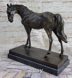 XL P. J Mene Racing Horse Bronze Sculpture Art Deco Marble Figure