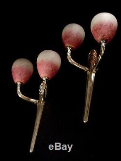 Y. Granger & Schneider Dappliques Pair Art Deco Bronze And Tulips 1930