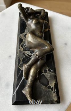 Young Woman, Bronze Signed Alexandre Auguste Caron. Art Nouveau Art Deco